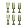 DKD Home Decor Set de 6 Copas de Cristal con Relieve Verde 135ml