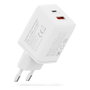 Digitus Cargador USB GaN 45W, 2 Puertos (1 USB-C + 1 USB-A), Carga Rápida, 100-240V, Blanco