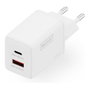 Digitus Cargador USB GaN 45W, 2 Puertos (1 USB-C + 1 USB-A), Carga Rápida, 100-240V, Blanco