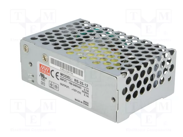MEAN WELL RS-25 Fuente de alimentación de módulo 25W 12VDC 2,1A MEAN WELL RS-25 Fuente de alimentación de módulo 25W 12VDC 2,1A