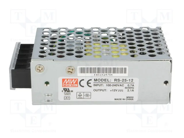 MEAN WELL RS-25 Fuente de alimentación de módulo 25W 12VDC 2,1A MEAN WELL RS-25 Fuente de alimentación de módulo 25W 12VDC 2,1A