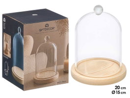 GIFTDECOR Cúpula Decorativa Bola Base Madera 20cm Alto