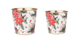 DKD Home Decor Set de 2 Cajas de Metal 15x15x13,5 cm Multicolor Dorado
