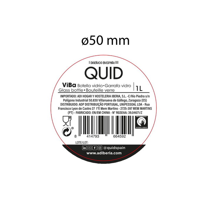 Botella Mesa Vidrio Viba Quid 1 L