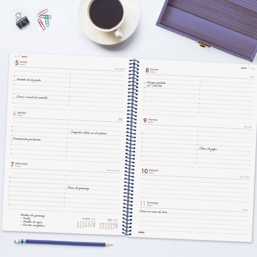 Finocam Agenda Espiral E40 210x297 mm Svh Tapa Pp Azul 2026