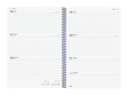 Finocam Agenda Espiral E40 210x297 mm Svh Tapa Pp Azul 2026