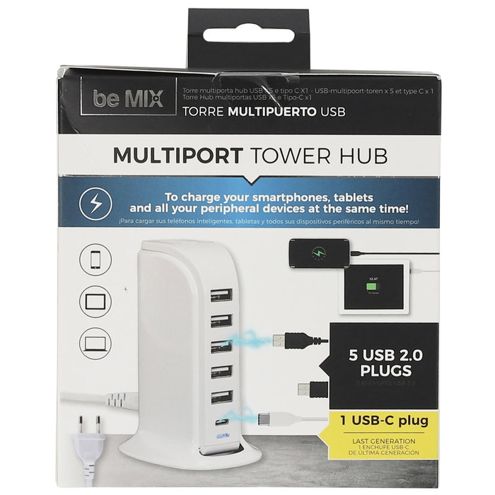 Be Mix Torre Multipuerto 5 Usb Tipo C Carga Múltiple Smartphones Tablets Dispositivos Be Mix Torre Multipuerto 5 Usb Tipo C Carga Múltiple Smartphones Tablets Dispositivos