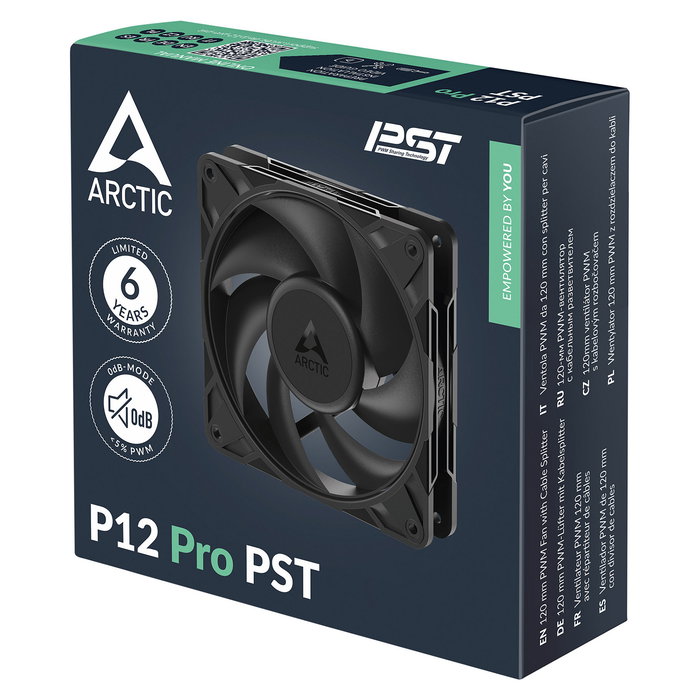 ARCTIC P12 PRO PST Ventilador 12CM Negro 77 CFM 3000 RPM 6 Años Garantía