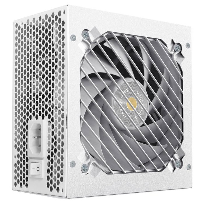 Mars Gaming MPB850PSIW Fuente de Alimentación 850W ATX 3.1 80+ Gold Modular Blanca, Ventilador 140mm Silencioso 12 dB, Conector 12V 2x6 para PCIe 5.1