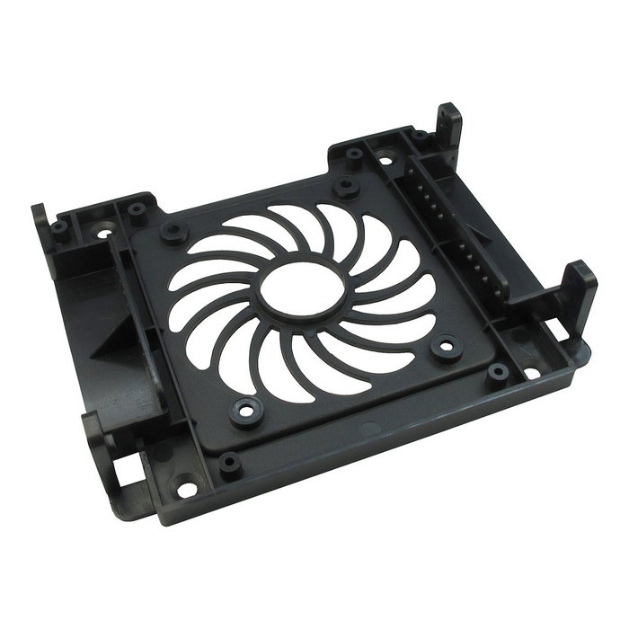 Inter-Tech Einbaurahmen 88885214 Negro, Marco de Montaje 1 Bahía 5,25 para 1 HDD/SSD 2,5/3,5 y 1 Ventilador 12 cm