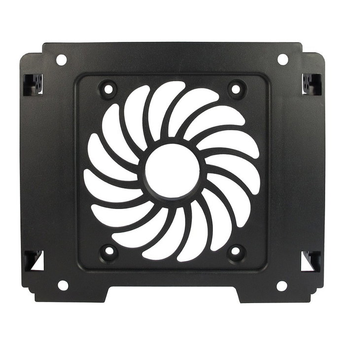 Inter-Tech Einbaurahmen 88885214 Negro, Marco de Montaje 1 Bahía 5,25 para 1 HDD/SSD 2,5/3,5 y 1 Ventilador 12 cm