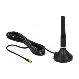 DeLOCK Antena LTE Omnidireccional SMA con Cable de 3 m, 3 dBi, Negro