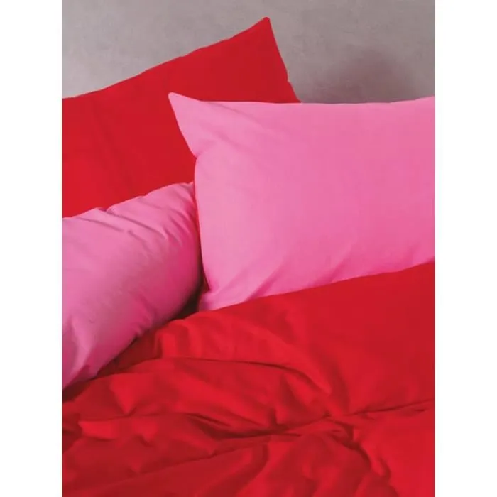 Juego de Cama 220x240 cm + 2 Fundas Almohada 60x60 cm 100% Algodón - Rojo ASI8684283036523