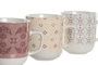DKD Home Decor Mug Colección Pixel Love Estilo Scandi Rosa Blanco Azul Porcelana 8.5 x 10 x 12 cm 380ml Apto Microondas Lavavajillas (6 Unidades)