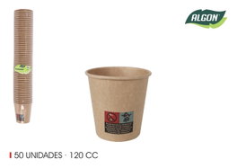 Algon Set 50 Vasos de Cartón Kraft 120 cc - 6,5 cm Alto (36 Unidades)