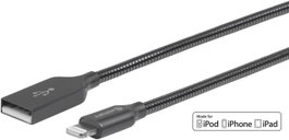 eSTUFF Cable Lightning 1.5 m Certificado MFI Carga Rápida con Hilo Kevlar, Gunmetal