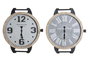DKD Home Decor Reloj de Pared Vintage Metal y Cristal Negro Natural Gris 65 x 7 x 74 cm (2 Unidades)