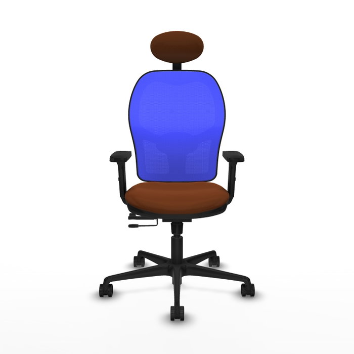PIQUERAS Y CRESPO Silla de oficina Jorquera con mecanismo Sincro/Traslack, Marrón y Azul
