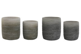 DKD Home Decor Macetero Moderno Azul Gris Cemento Set de 2 Piezas 17 x 20 x 17 cm
