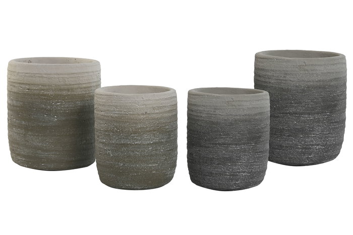 DKD Home Decor Macetero Moderno Azul Gris Cemento Set de 2 Piezas 17 x 20 x 17 cm
