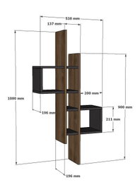 Emse Estantería de Pared Sapphire Oak, White - Moderna y Novedosa Estantería de Pared con Múltiples Estantes, Roble Zafiro y Blanco, 53.8x108x19.6 cm