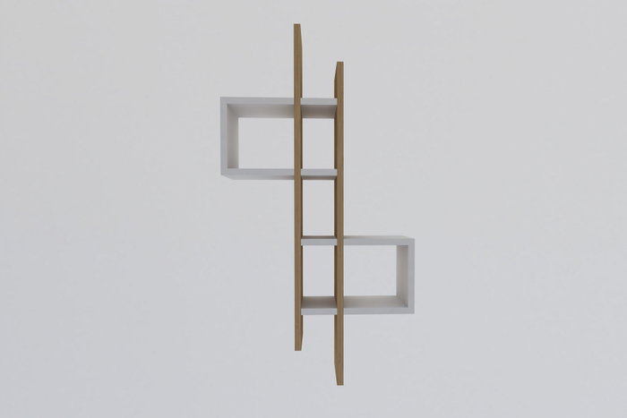 Emse Estantería de Pared Sapphire Oak, White - Moderna y Novedosa Estantería de Pared con Múltiples Estantes, Roble Zafiro y Blanco, 53.8x108x19.6 cm