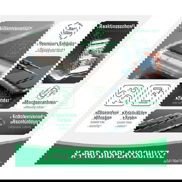 4smarts Protector de Pantalla X-Pro Clear para iPhone 16e, iPhone 13, iPhone 13 Pro