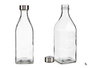 Vivalto Botella de Vidrio Cuadrada con Tapon de Acero Inoxidable 1 Litro 1000ml, Capacidad 1L Transparente, Dimensiones 8.5x25.5x8.5 cm (Set de 12)