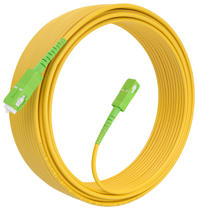 Aisens Latiguillo de Fibra Óptica G.657A2 3.0 9/125 SMF Simplex SC/APC-SC/APC Amarillo 15m