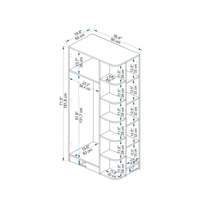 Hanah Home Armario Blanco 90x181.8x50 cm