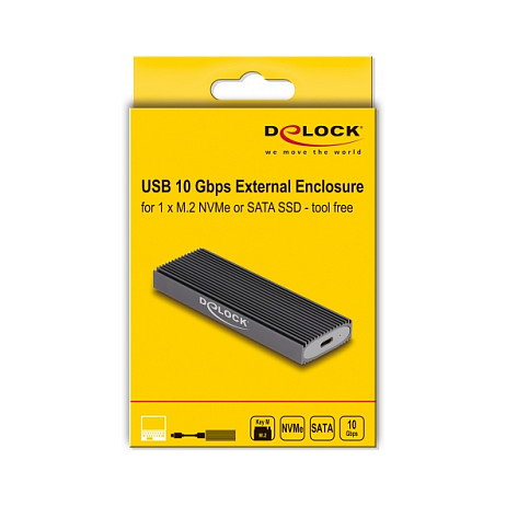 DeLOCK Carcasa Externa USB Tipo C para M.2 NVMe PCIe o SATA SSD