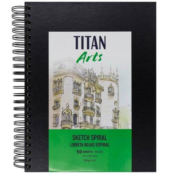 Cuaderno de Dibujo Titan Arts Negro A4 50 Hojas (5 Unidades)