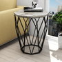 Hanah Home Mesa Auxiliar Sofya White Marble 46x57x46cm Tablero de Partículas Recubierto de Melamina Patas Metal Color Antracita