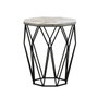 Hanah Home Mesa Auxiliar Sofya White Marble 46x57x46cm Tablero de Partículas Recubierto de Melamina Patas Metal Color Antracita