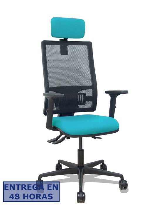 PIQUERAS Y CRESPO Silla Bormate con mecanismo Asincro, respaldo de malla negra y asiento turquesa PIQUERAS Y CRESPO Silla Bormate con mecanismo Asincro, respaldo de malla negra y asiento turquesa