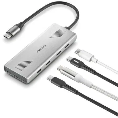 NGS Hub USB-C Wonder4-C 4 Puertos USB Tipo-C Gris Aluminio 5 Gbps