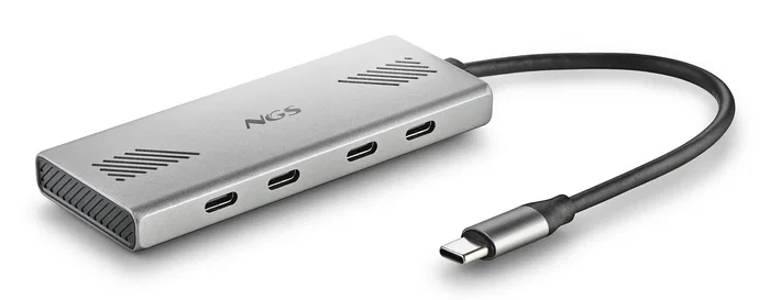 NGS WONDER4-C Hub USB-C 4 Puertos, Aluminio, 5 Gbps, Compatible con Mac/PC/Tablets