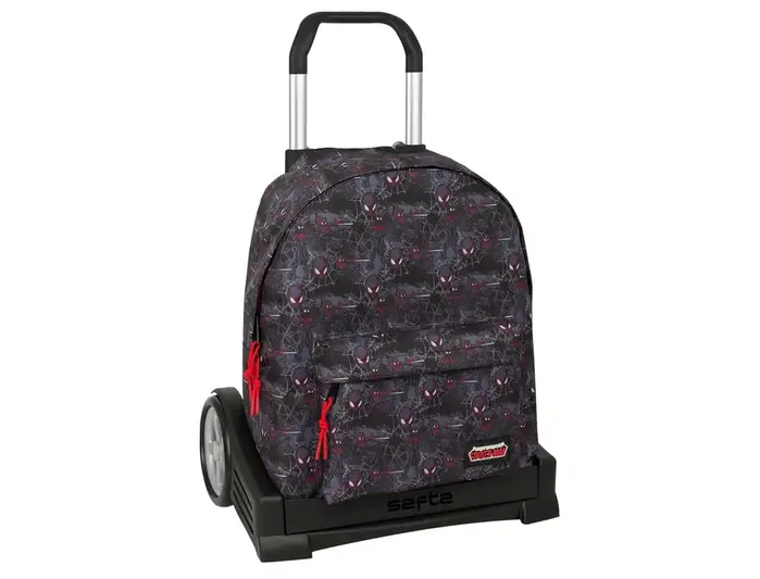 Safta Mochila con Carro Evolution Colección Miles Morales 420x330x150 mm, Cartera Escolar Safta Mochila con Carro Evolution Colección Miles Morales 420x330x150 mm, Cartera Escolar
