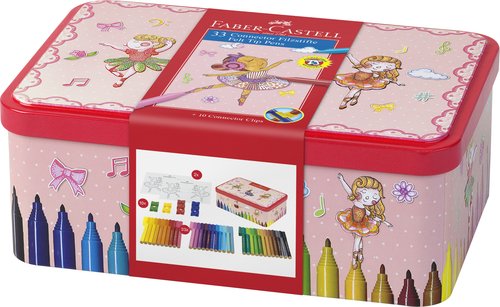 Faber Castell Set de 33 Rotuladores Connector Bailarina con Accesorios y Caja Metálica