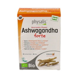 PHYSALIS Ashwagandha Forte KSM-66® 30 Comprimidos Bio - Extracto de Raíz 600 mg, Ayuda a Energía, Estrés y Sueño Reparador