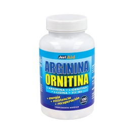 JUST AID Arginina+Ornitina (Aminoacidos) 100 Comp. con L-Lisina y Vitamina B6 para metabolismo energético