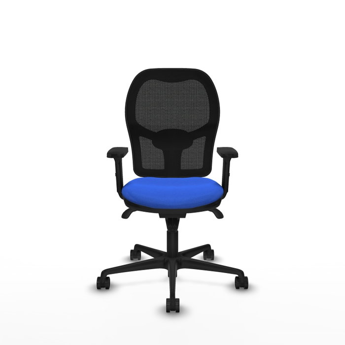 PIQUERAS Y CRESPO Silla de oficina Jorquera con mecanismo Sincro, tela Azul y malla Negra