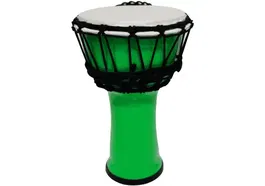 TANGA Djembe De 7? Construido Con Pvc. Plastico Color Verde Fluorescente