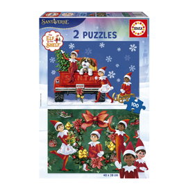 EDUCA BORRAS Puzzle 2x100 Piezas Elf on the Shelf