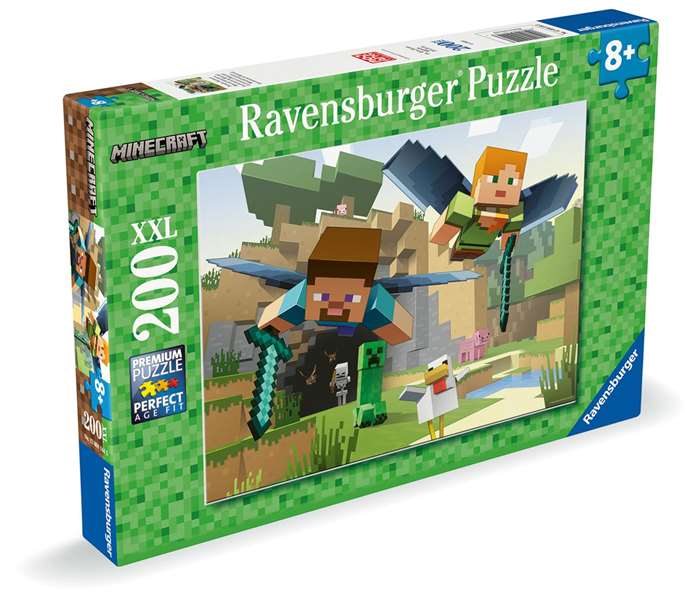 Ravensburger Puzzle 200 Piezas XXL Minecraft, Edad Recomendada 7+ Años, Instrucciones Multilingües Ravensburger Puzzle 200 Piezas XXL Minecraft, Edad Recomendada 7+ Años, Instrucciones Multilingües
