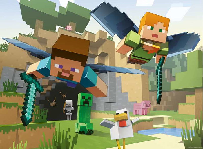 Ravensburger Puzzle 200 Piezas XXL Minecraft, Edad Recomendada 7+ Años, Instrucciones Multilingües Ravensburger Puzzle 200 Piezas XXL Minecraft, Edad Recomendada 7+ Años, Instrucciones Multilingües