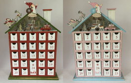 DKD Home Decor Calendario Adviento Navidad Fantasia Rojo Blanco 27 x 40 x 7 cm (2 Unidades)