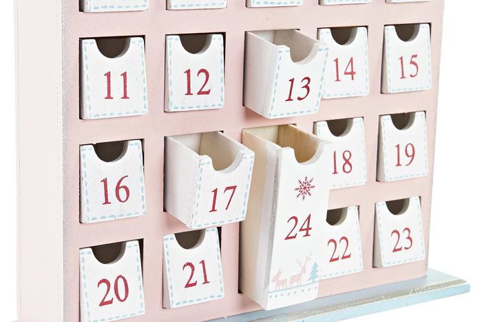 DKD Home Decor Calendario Adviento Navidad Fantasia Rojo Blanco 27 x 40 x 7 cm (2 Unidades)