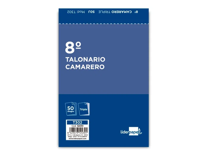 Liderpapel Talonario Camarero 8º Original 2 Copias T302