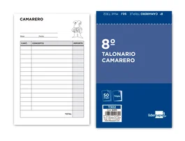 Liderpapel Talonario Camarero 8º Original 2 Copias T302